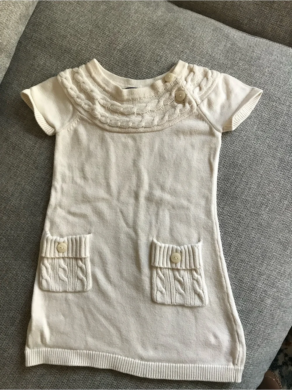 Baby Gap Cream Knit Short-Sleeve Pocket Dress for Girls